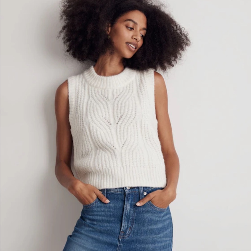 Madewell Pointelle Wool Blend sweater vest NWT XXS